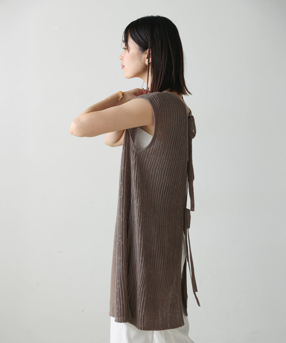 前後2WAYウェービーメッシュニットチュニック