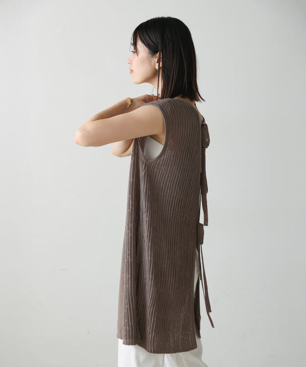 前後2WAYウェービーメッシュニットチュニック