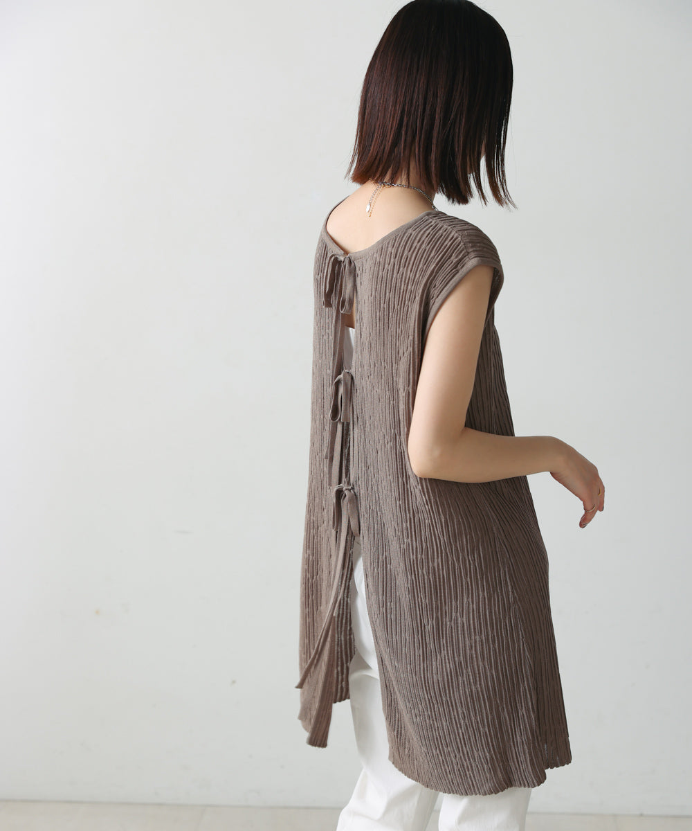 前後2WAYウェービーメッシュニットチュニック