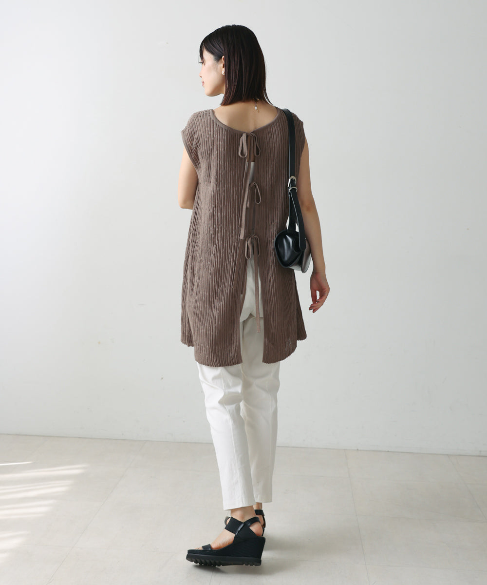 前後2WAYウェービーメッシュニットチュニック