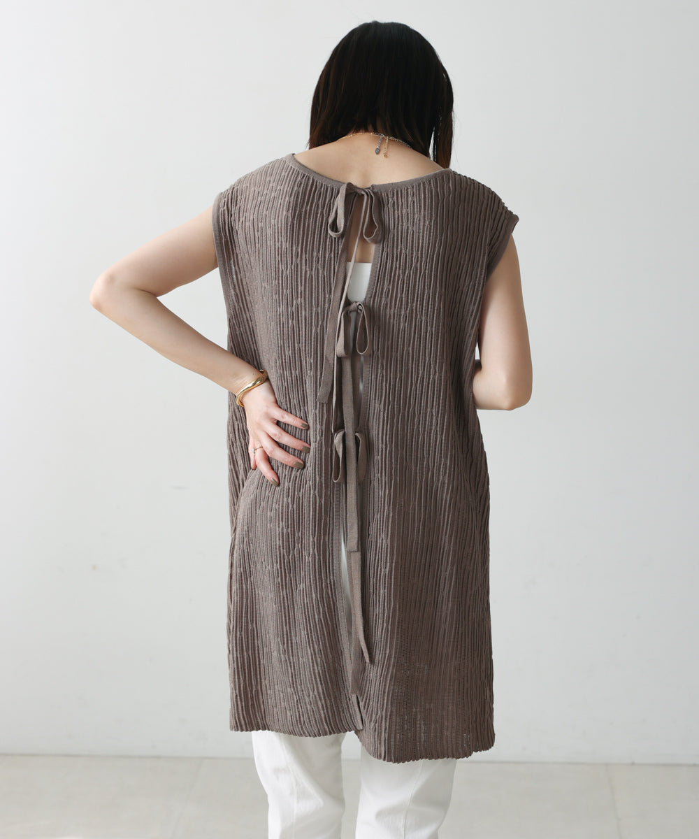 前後2WAYウェービーメッシュニットチュニック