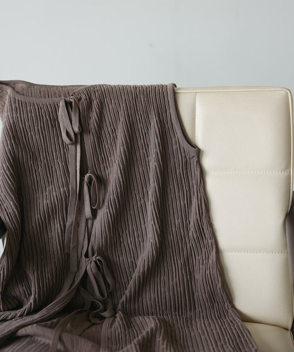 前後2WAYウェービーメッシュニットチュニック