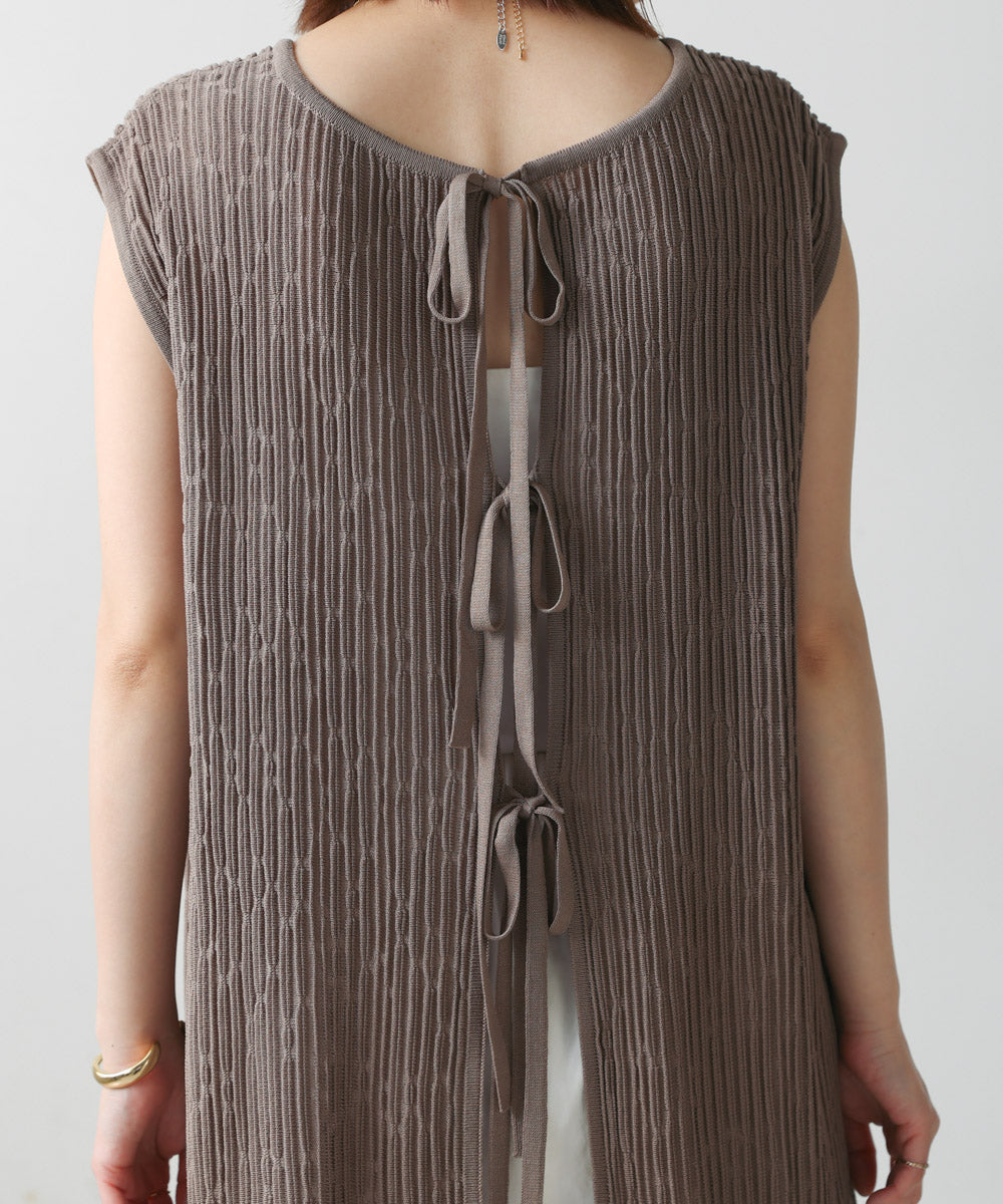 前後2WAYウェービーメッシュニットチュニック