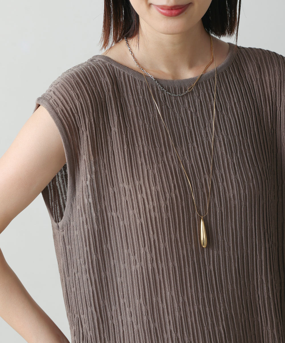 前後2WAYウェービーメッシュニットチュニック