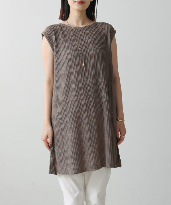 前後2WAYウェービーメッシュニットチュニック