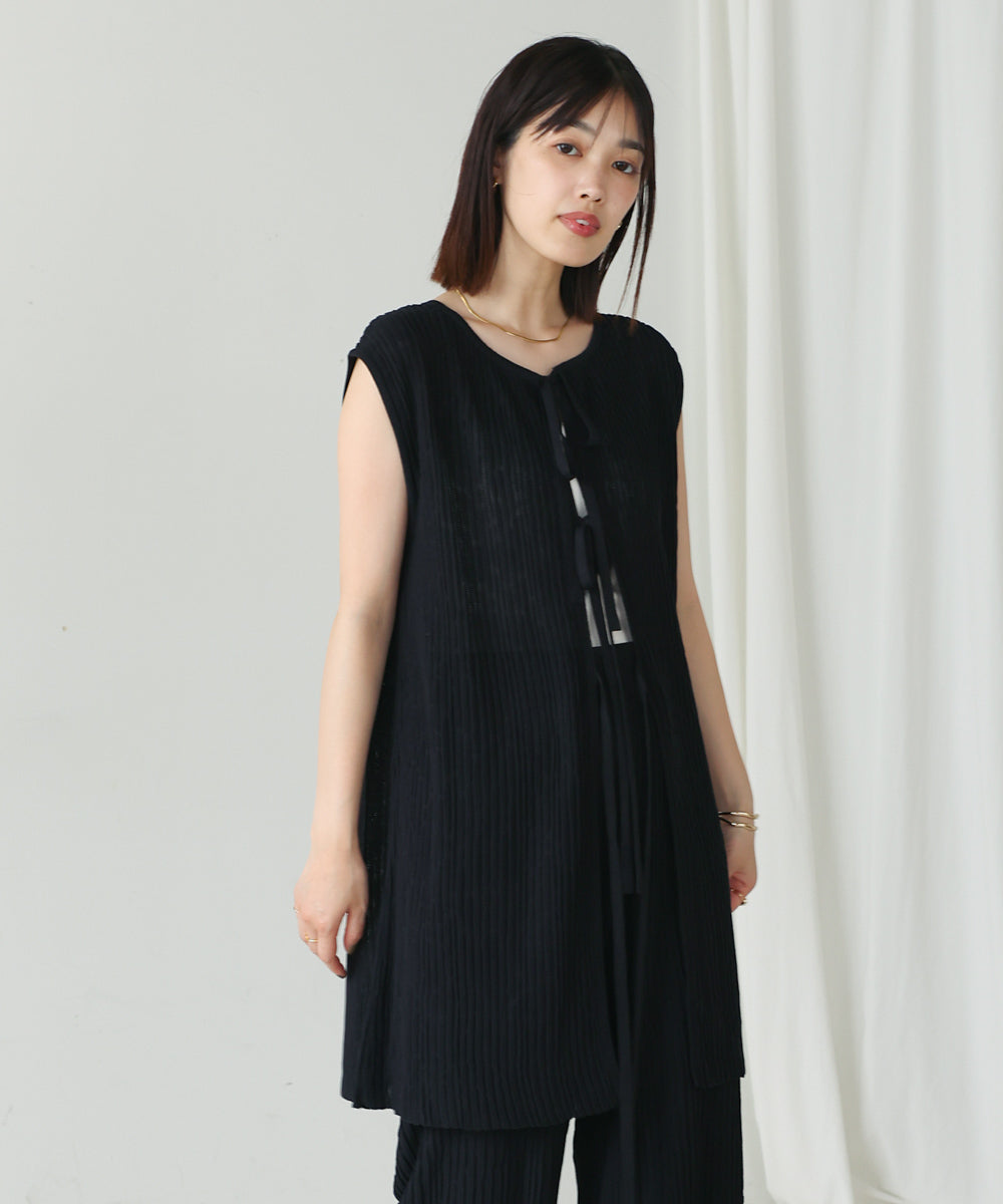 前後2WAYウェービーメッシュニットチュニック