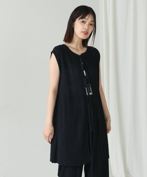 前後2WAYウェービーメッシュニットチュニック