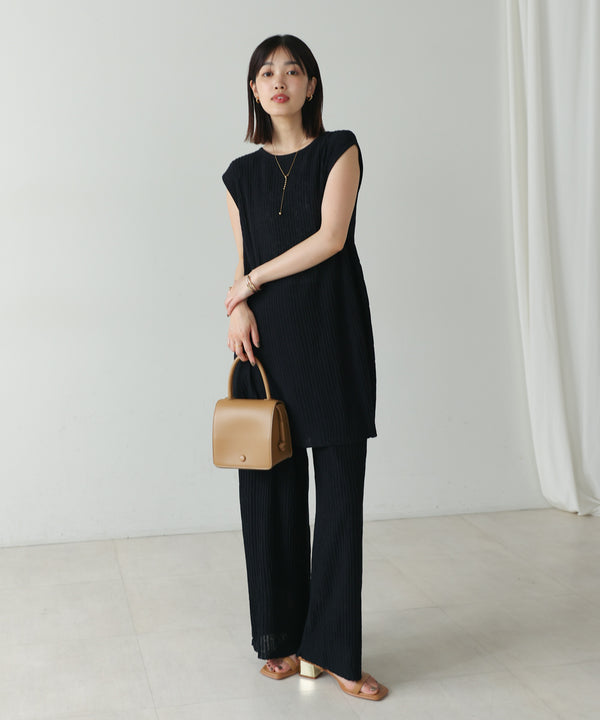 前後2WAYウェービーメッシュニットチュニック