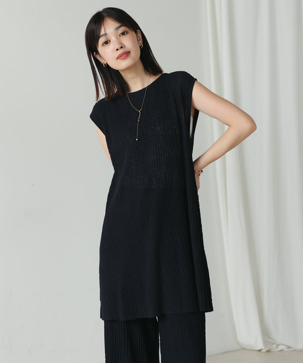 前後2WAYウェービーメッシュニットチュニック