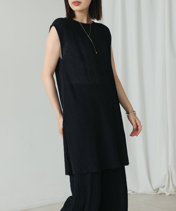 前後2WAYウェービーメッシュニットチュニック