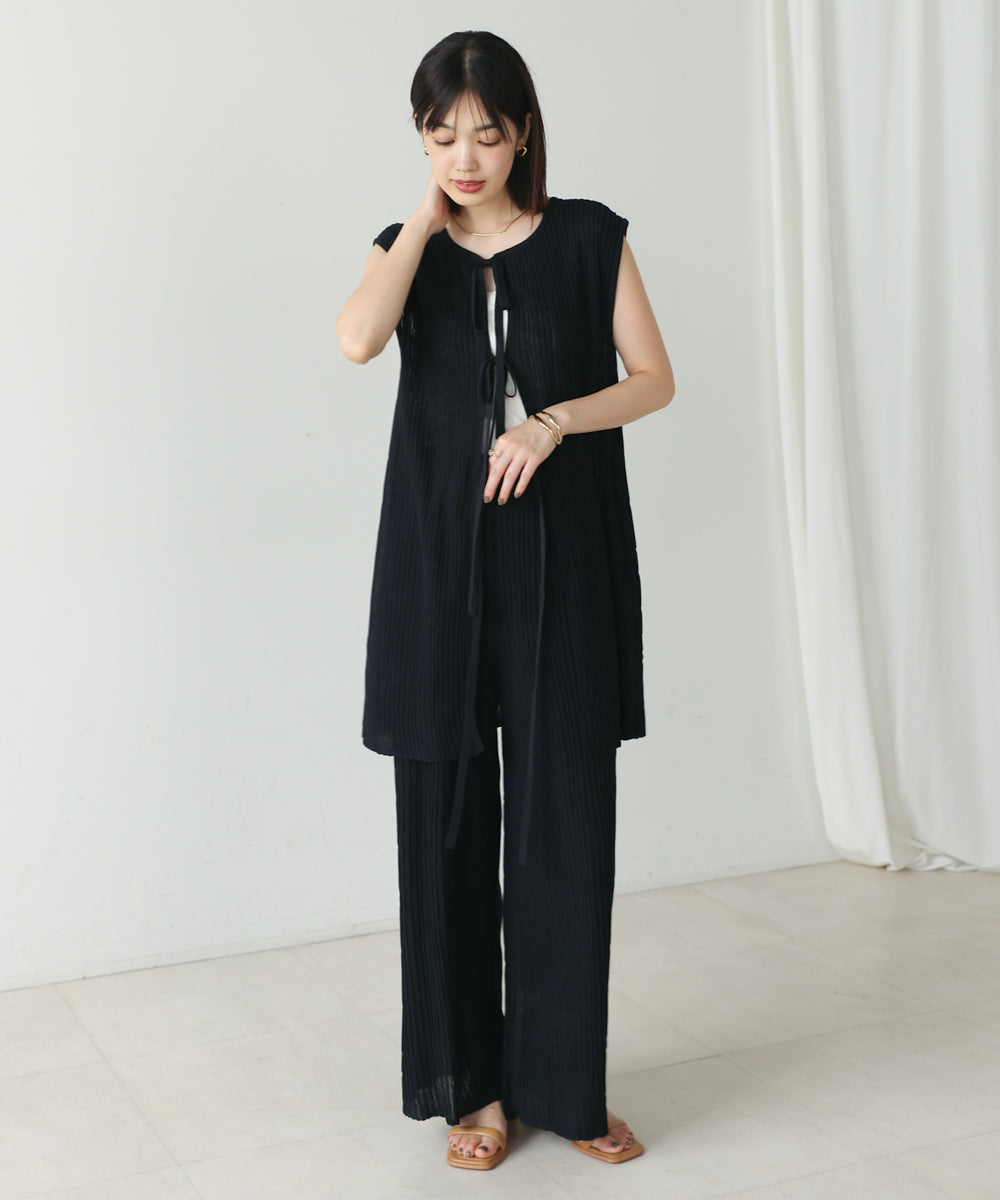 前後2WAYウェービーメッシュニットチュニック