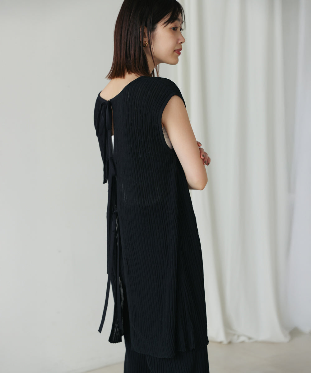 前後2WAYウェービーメッシュニットチュニック