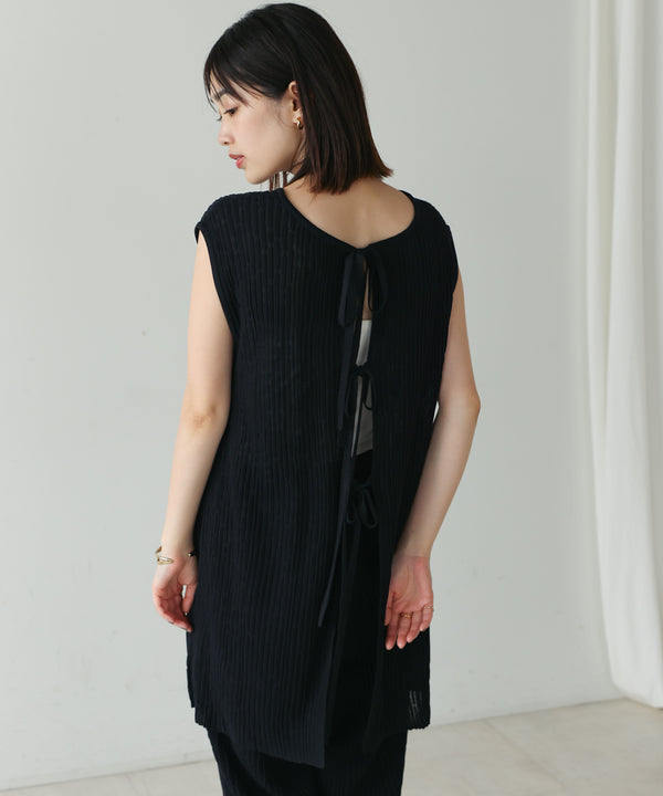 前後2WAYウェービーメッシュニットチュニック