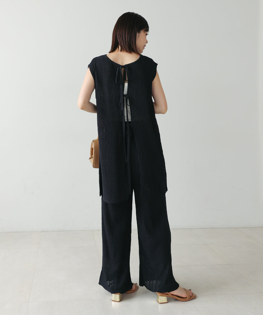 前後2WAYウェービーメッシュニットチュニック