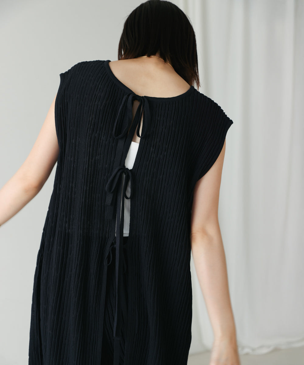 前後2WAYウェービーメッシュニットチュニック