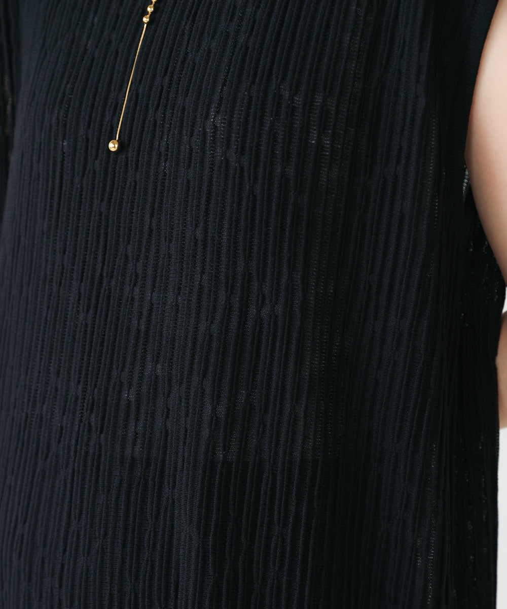 前後2WAYウェービーメッシュニットチュニック