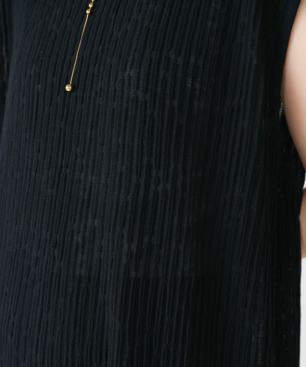 前後2WAYウェービーメッシュニットチュニック