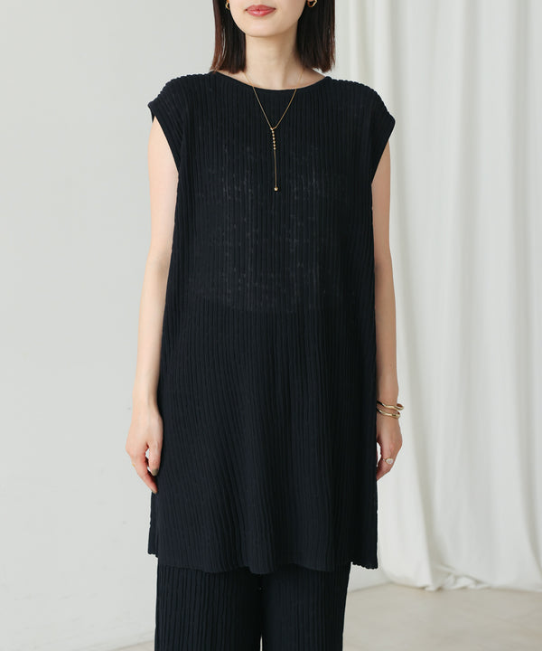 前後2WAYウェービーメッシュニットチュニック