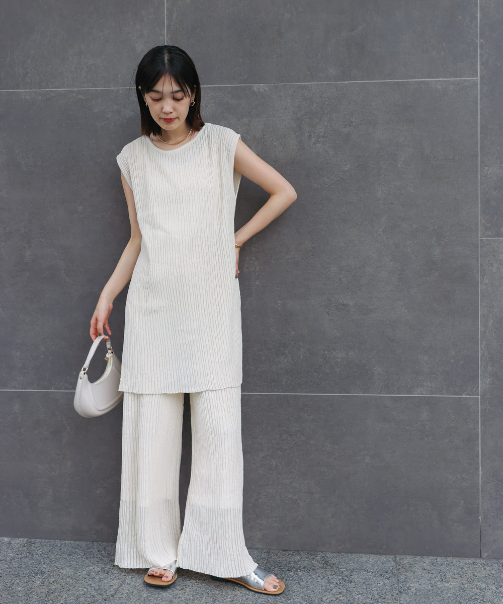 ウェービーメッシュニットパンツ