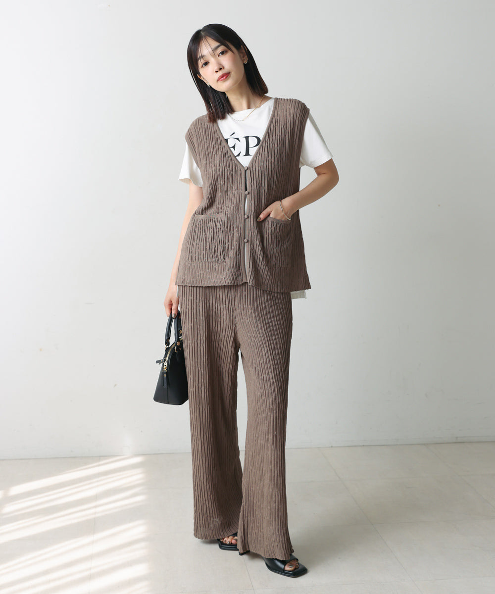 ウェービーメッシュニットパンツ