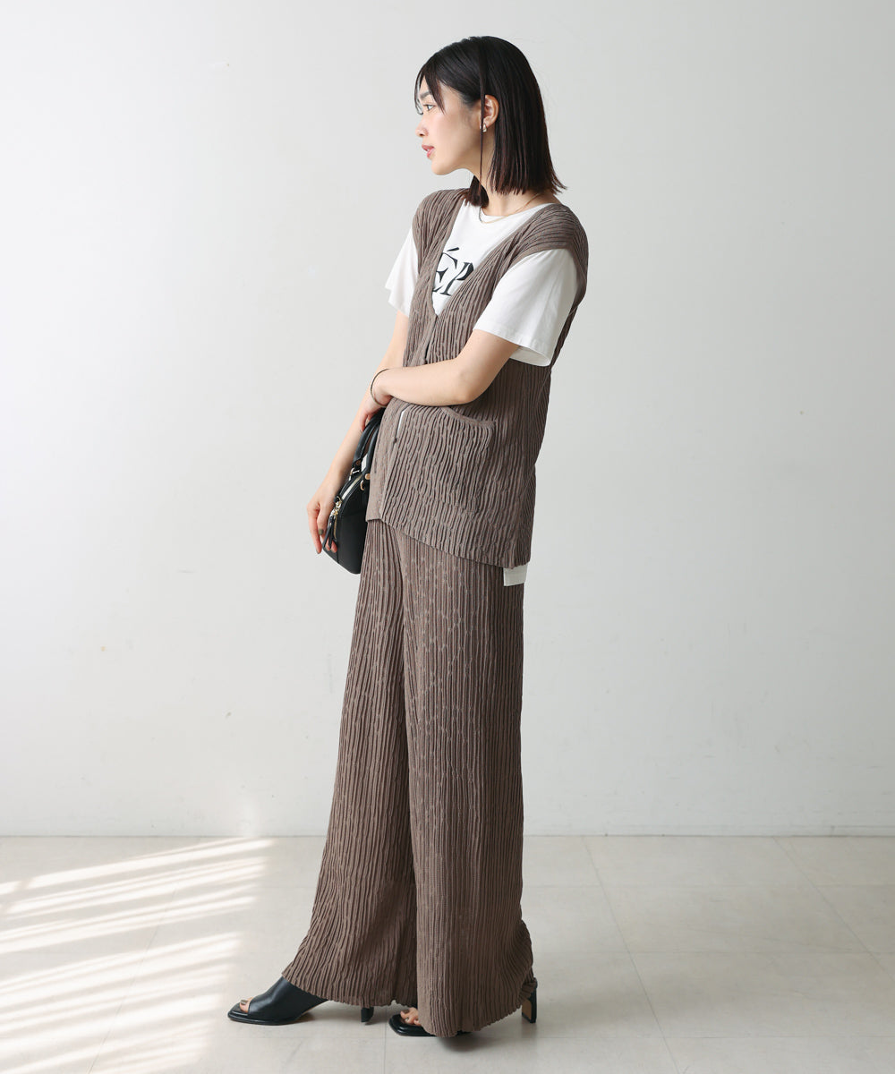 ウェービーメッシュニットパンツ