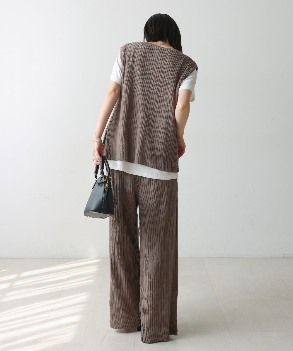 ウェービーメッシュニットパンツ