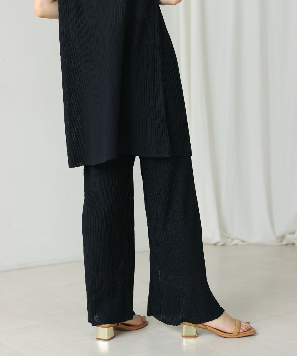 ウェービーメッシュニットパンツ