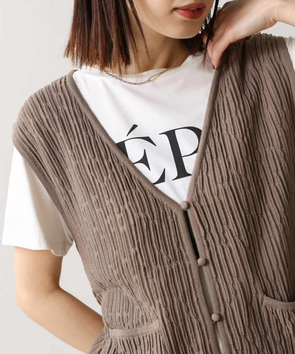 ウェービーメッシュニットベスト