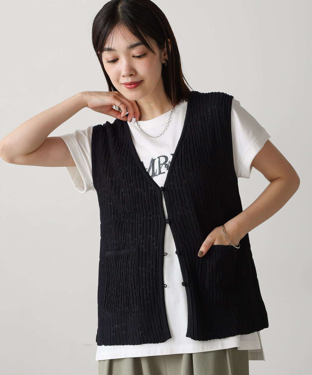 ウェービーメッシュニットベスト