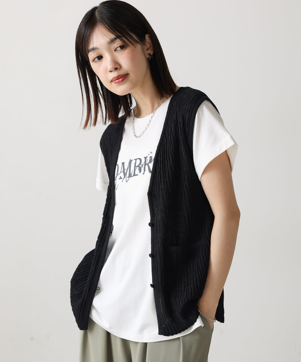 ウェービーメッシュニットベスト