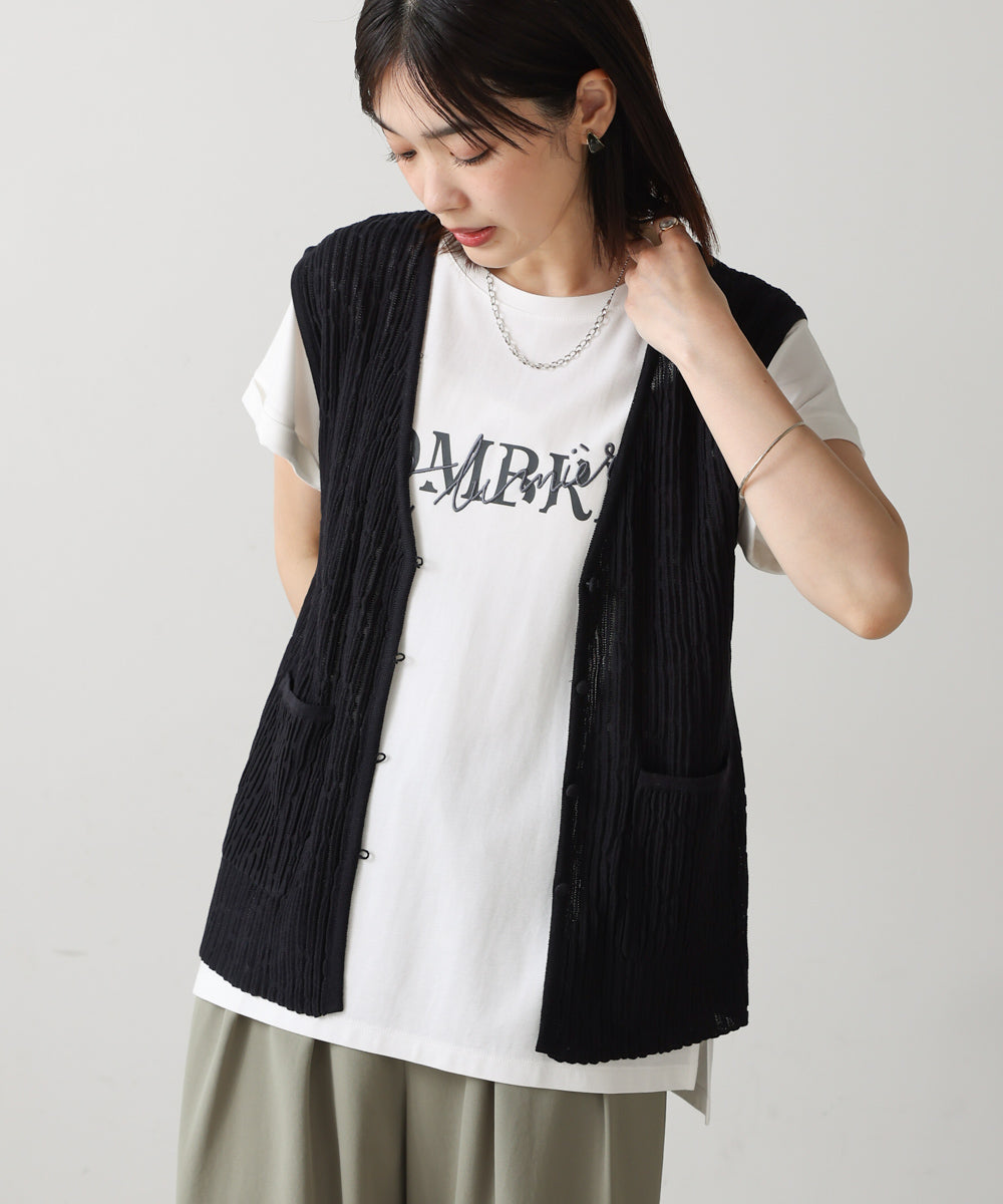 ウェービーメッシュニットベスト