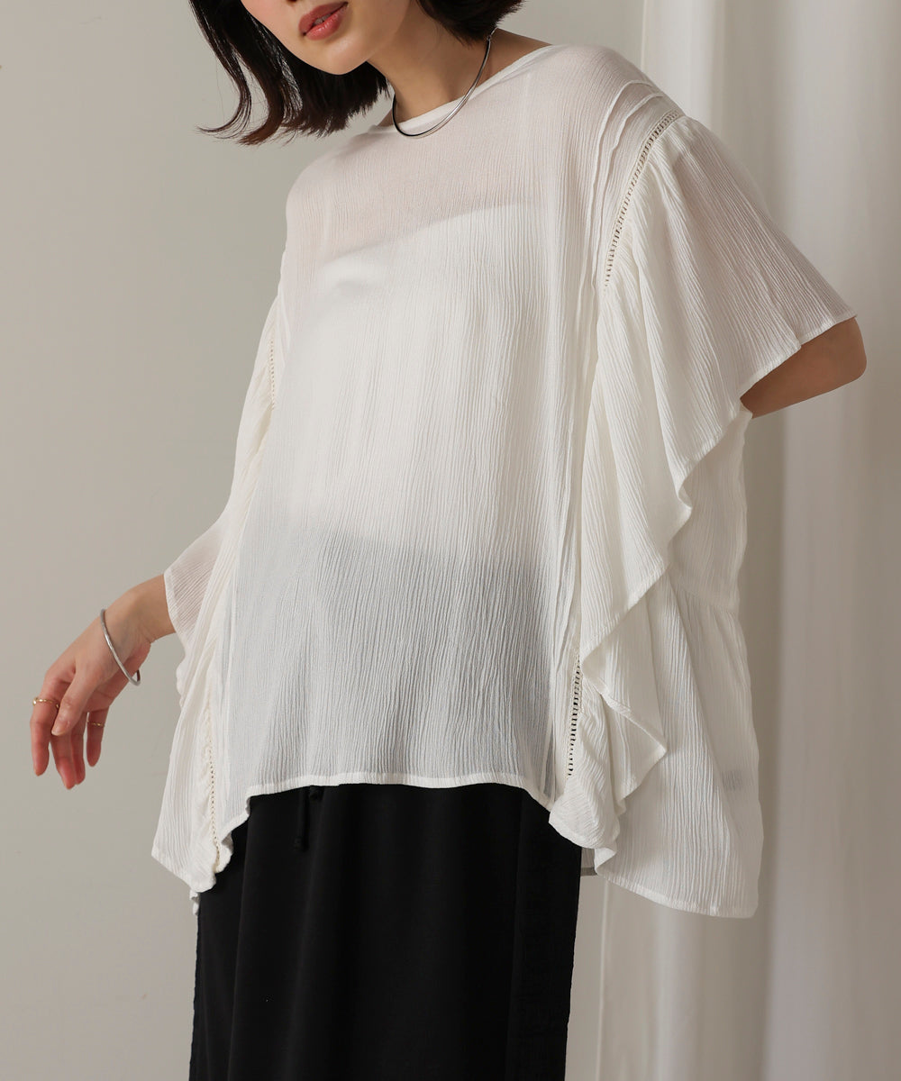 レーヨンクレープフレアスリーブブラウス