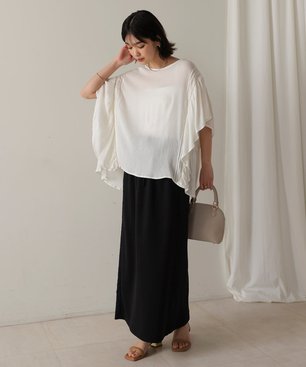 レーヨンクレープフレアスリーブブラウス