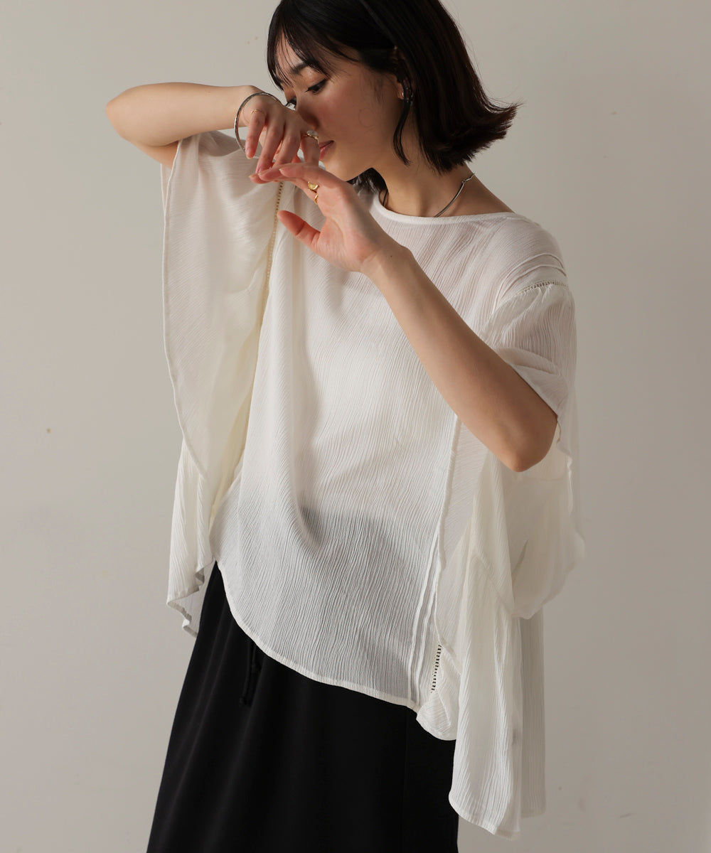 レーヨンクレープフレアスリーブブラウス