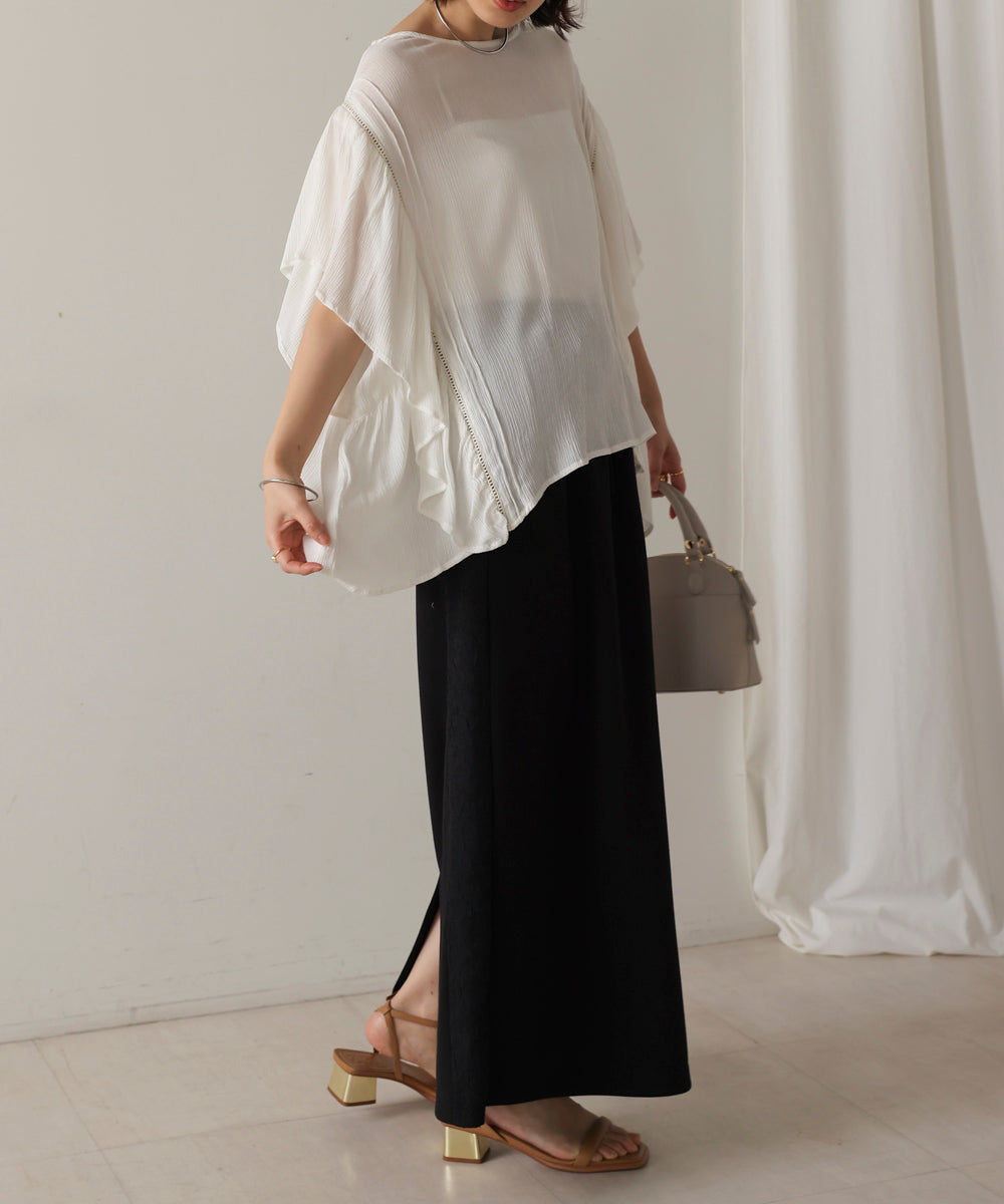 レーヨンクレープフレアスリーブブラウス