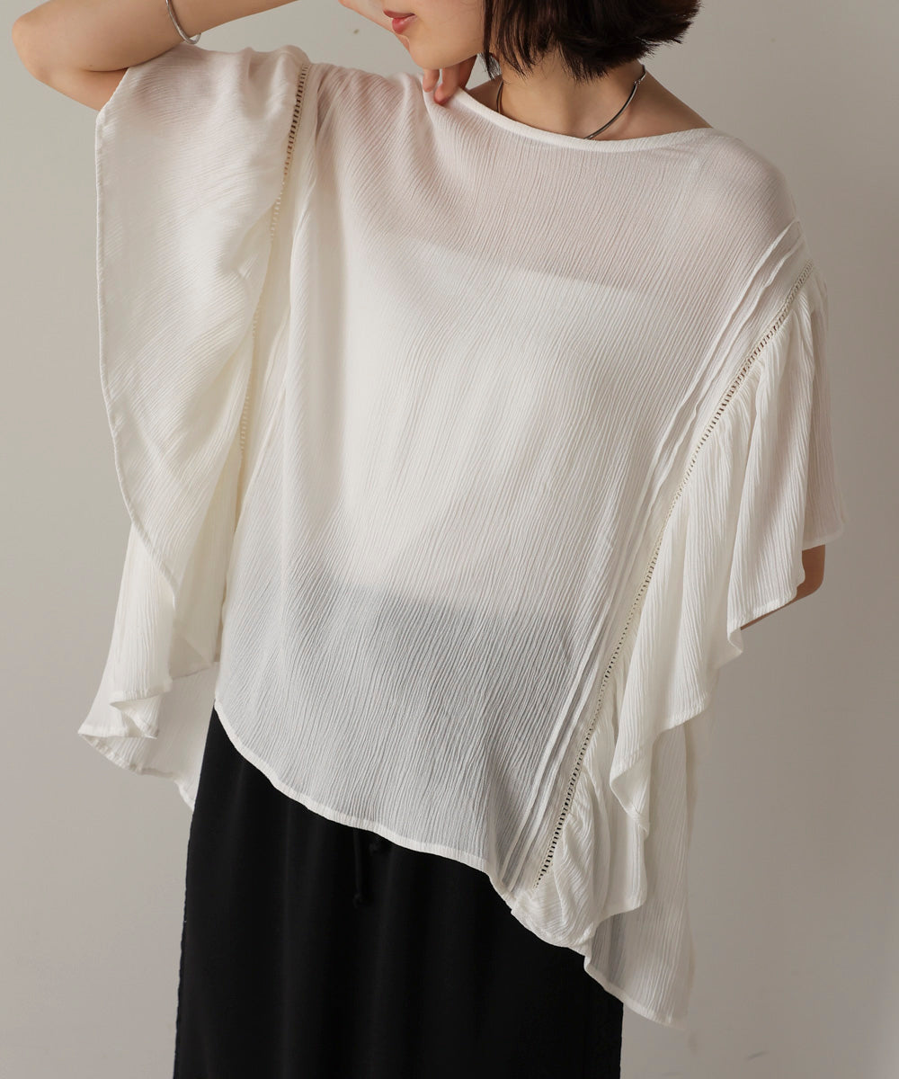 レーヨンクレープフレアスリーブブラウス