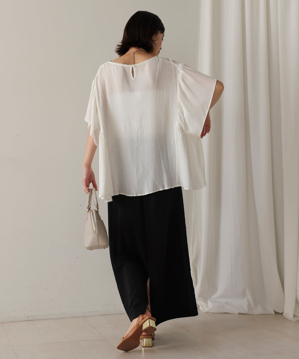レーヨンクレープフレアスリーブブラウス