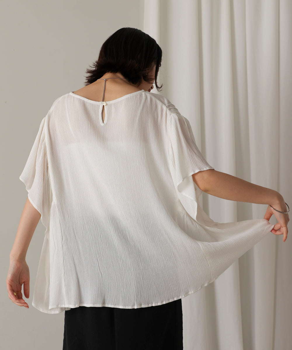 レーヨンクレープフレアスリーブブラウス