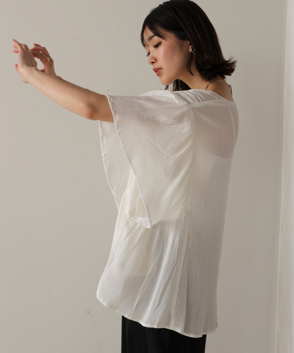 レーヨンクレープフレアスリーブブラウス