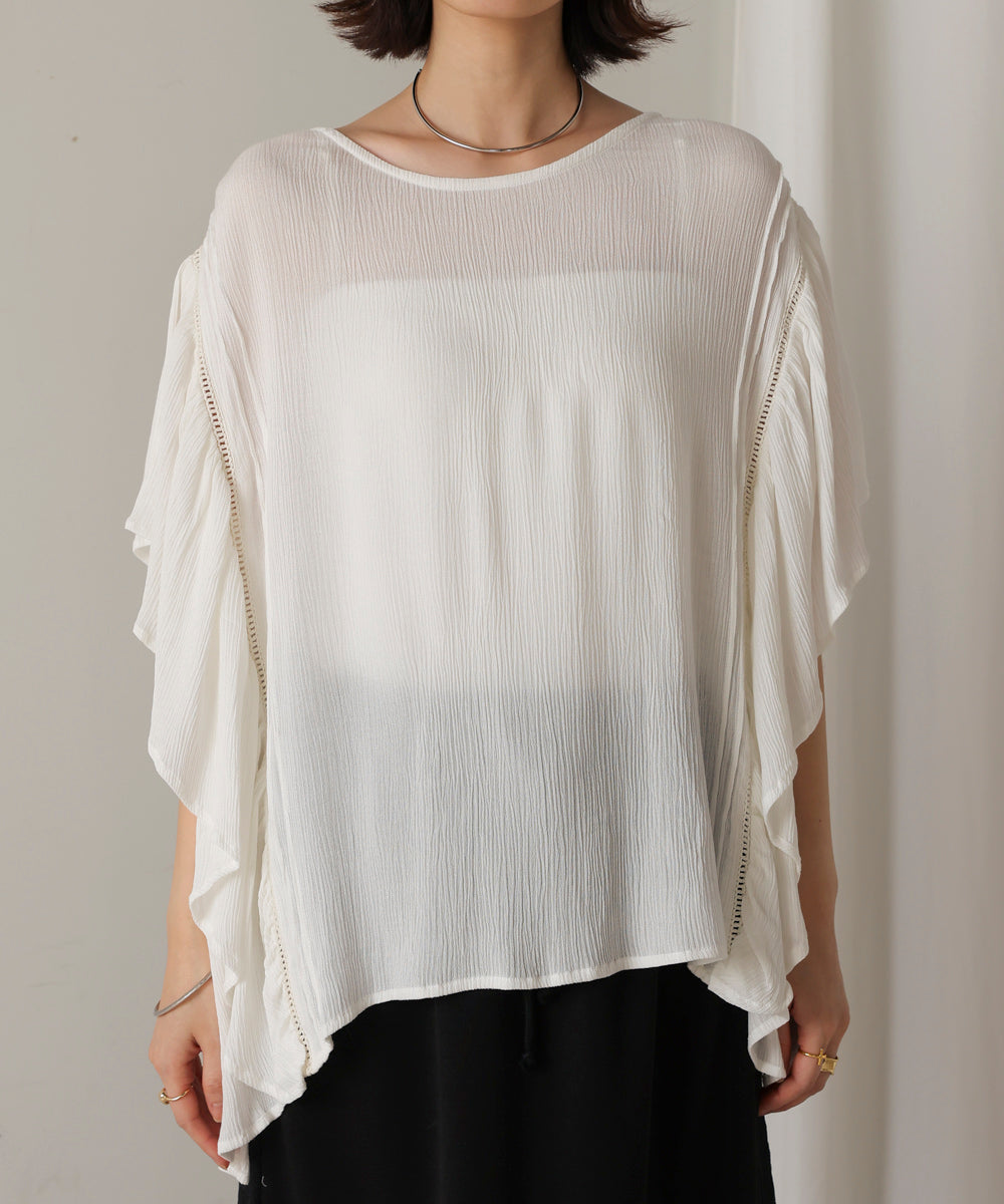 レーヨンクレープフレアスリーブブラウス