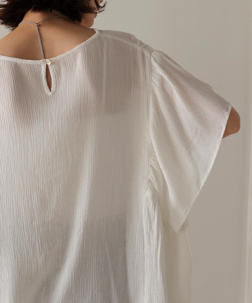 レーヨンクレープフレアスリーブブラウス