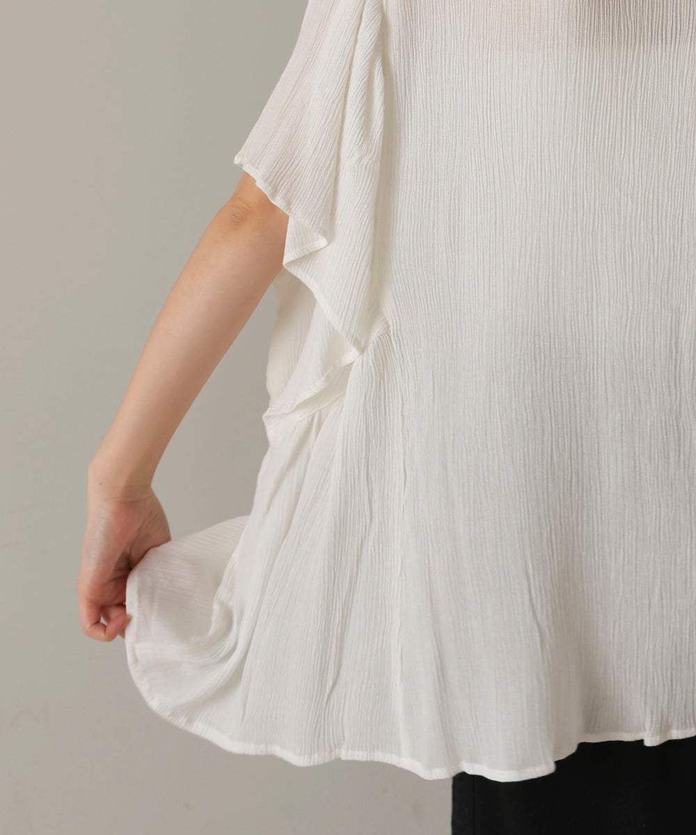 レーヨンクレープフレアスリーブブラウス