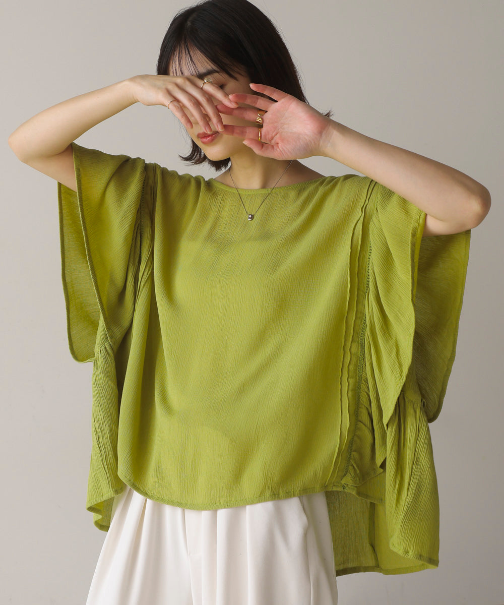 レーヨンクレープフレアスリーブブラウス
