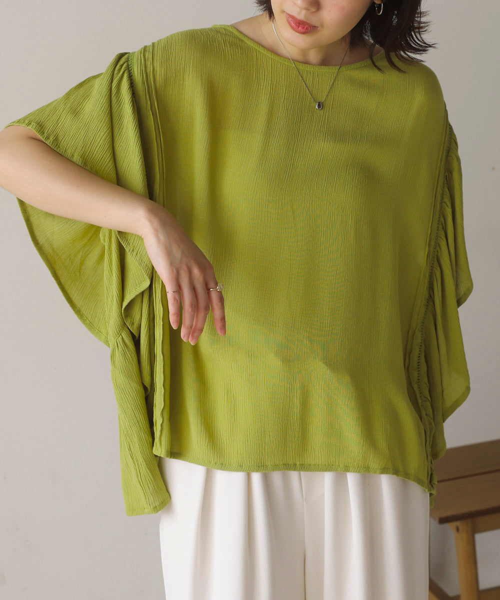 レーヨンクレープフレアスリーブブラウス