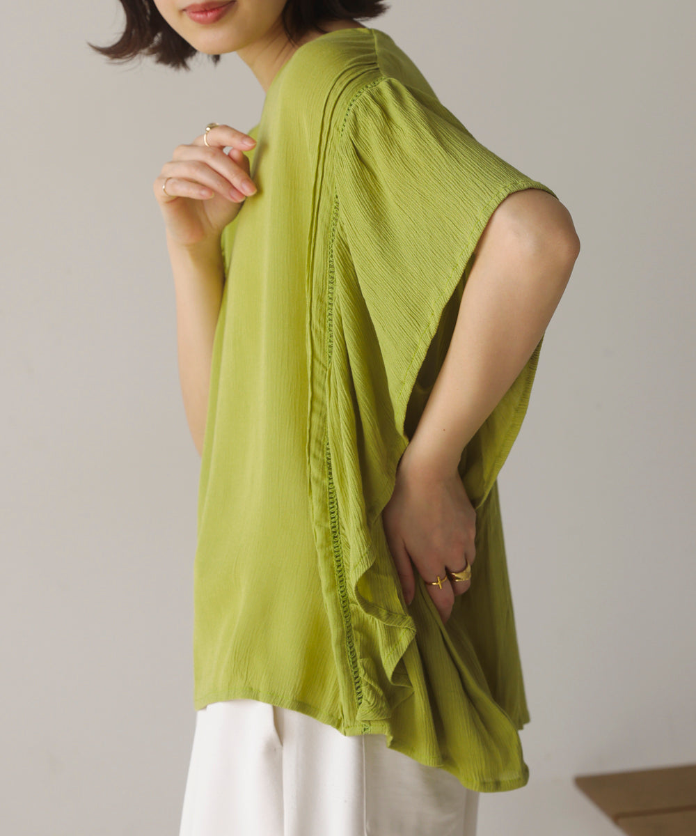 レーヨンクレープフレアスリーブブラウス