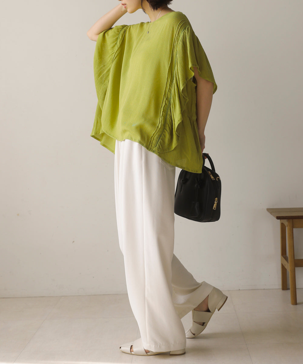 レーヨンクレープフレアスリーブブラウス