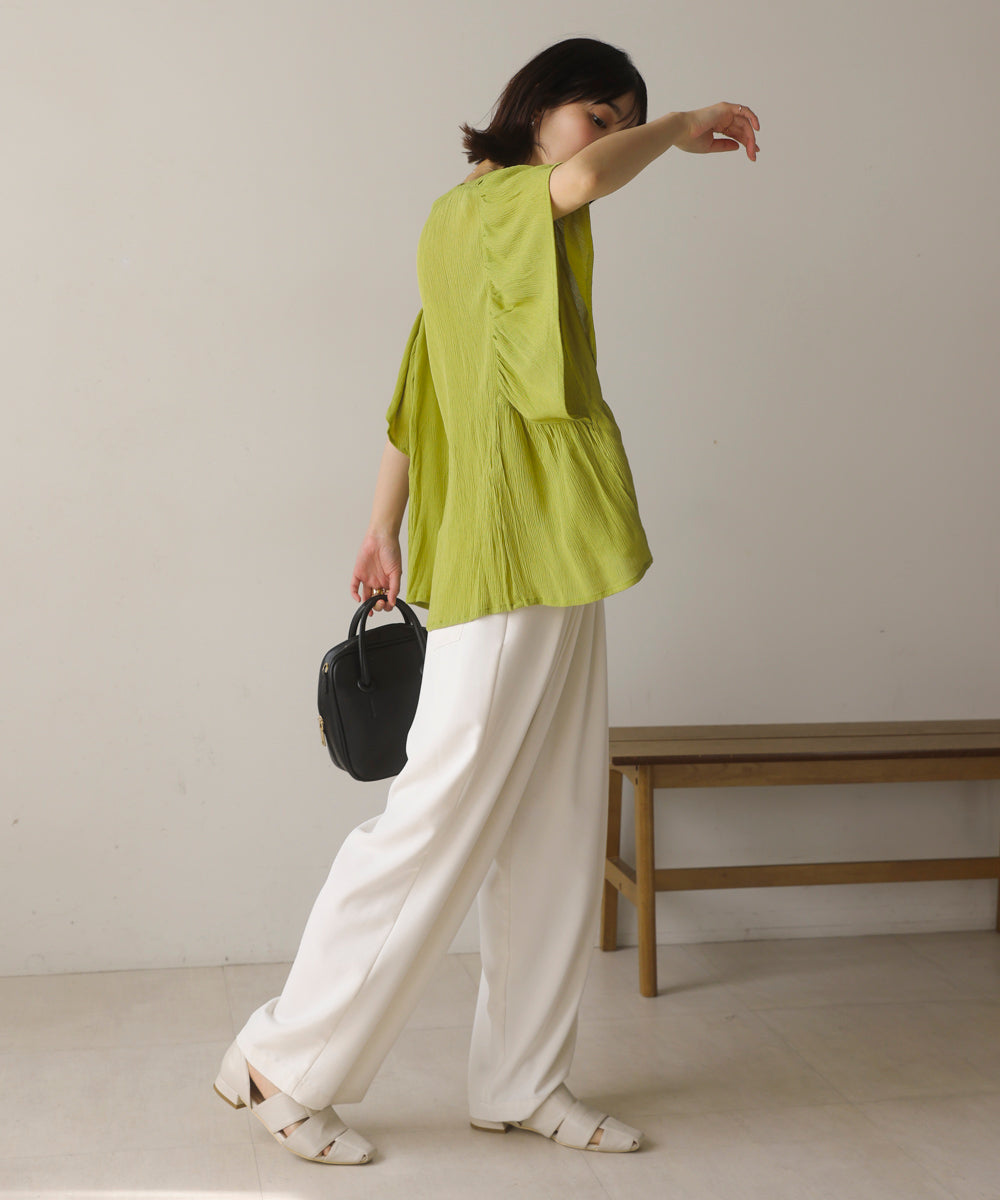 レーヨンクレープフレアスリーブブラウス