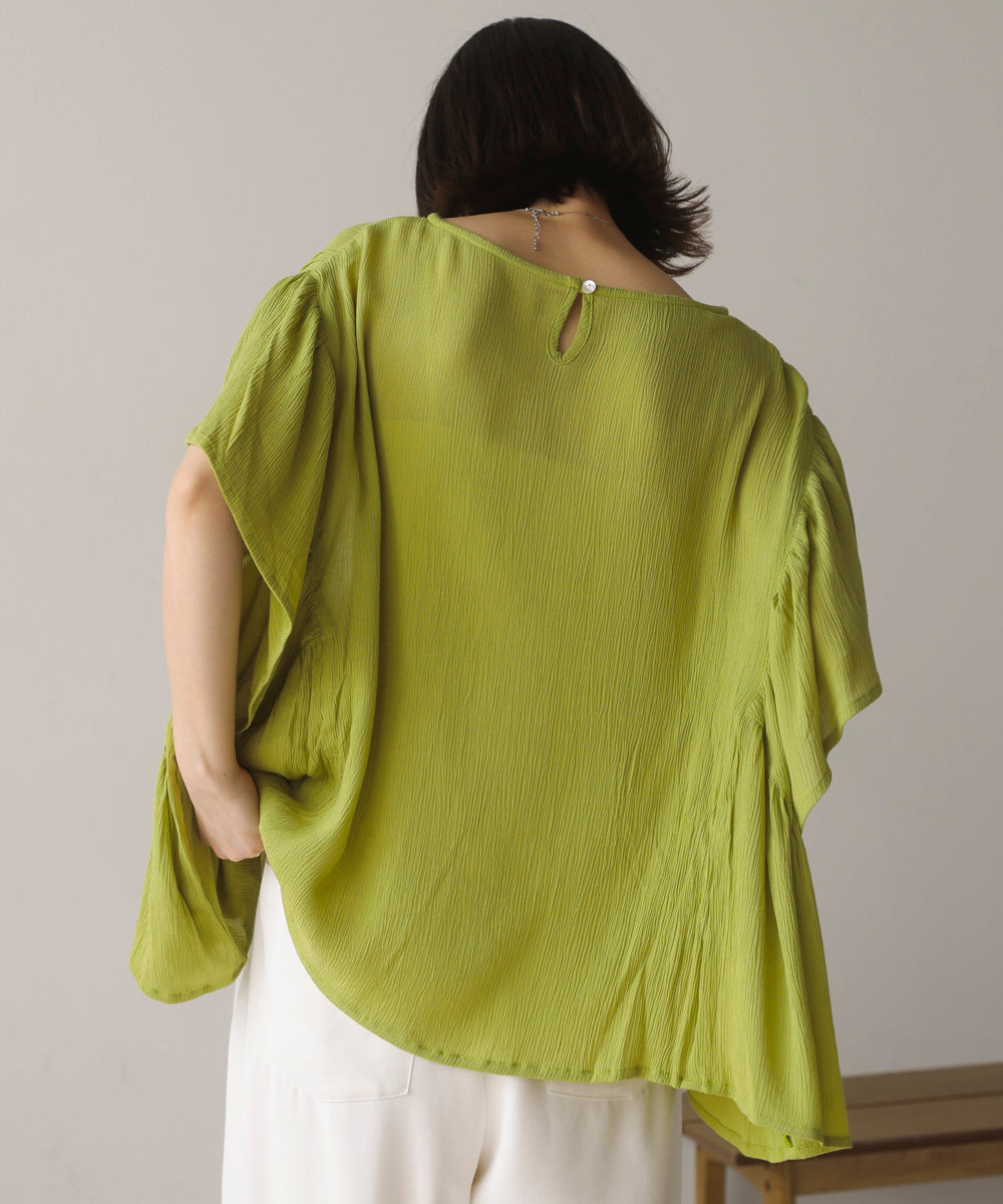 レーヨンクレープフレアスリーブブラウス