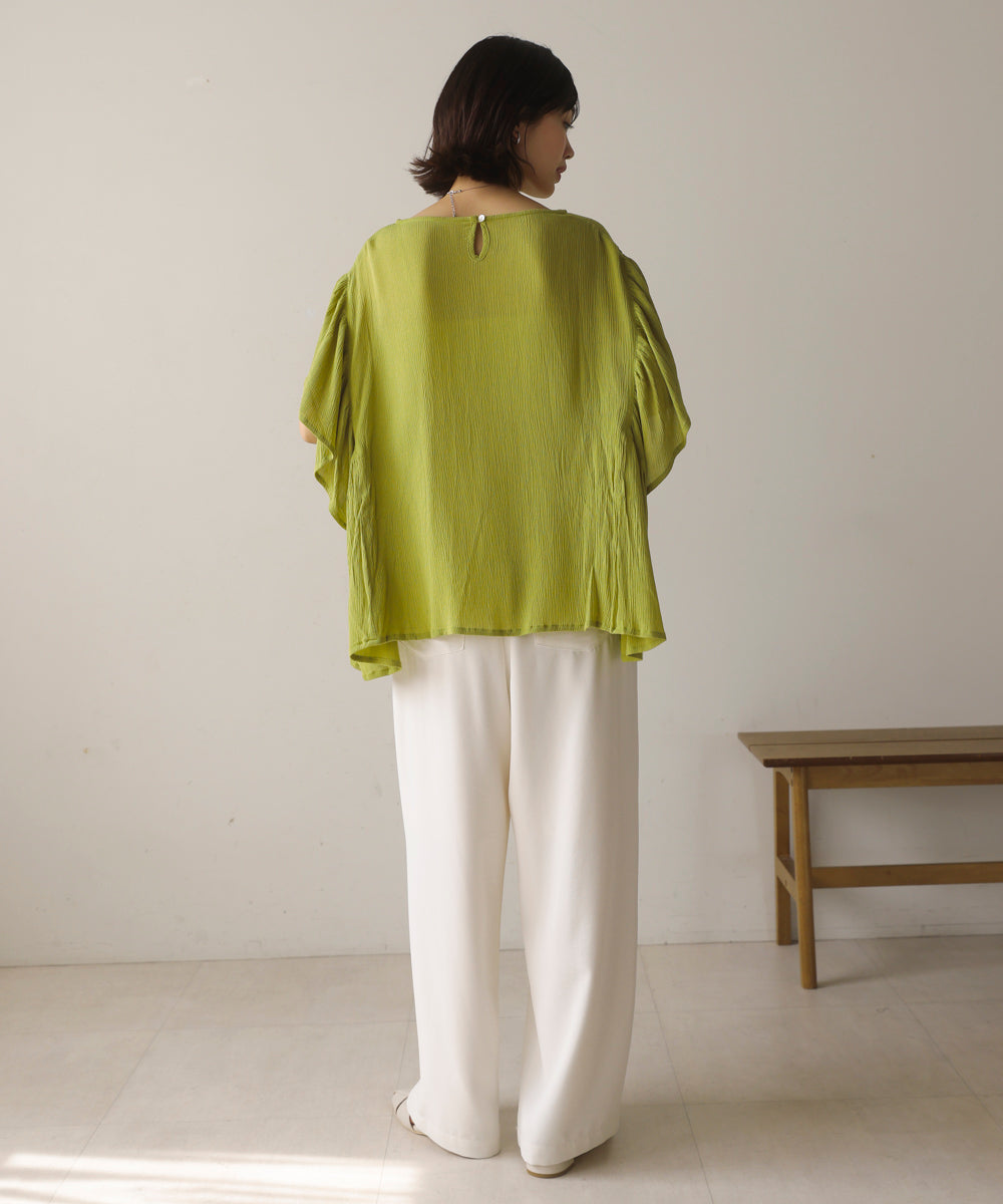 レーヨンクレープフレアスリーブブラウス