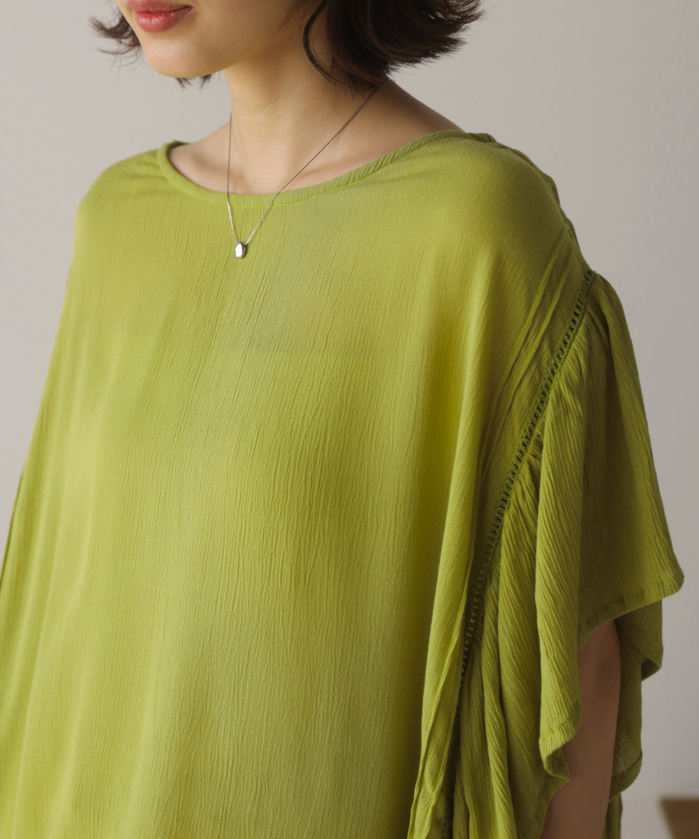 レーヨンクレープフレアスリーブブラウス